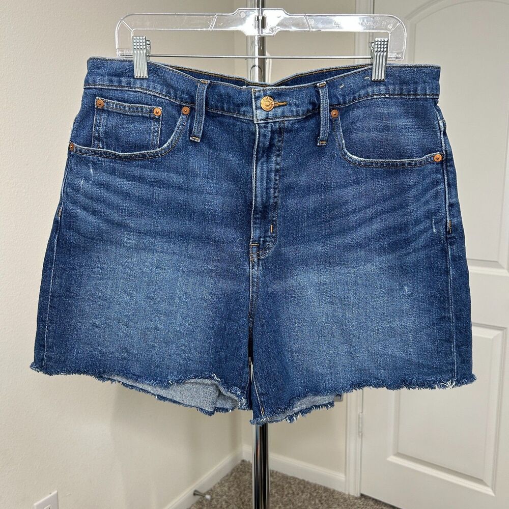 Madewell High Rise Denim Shorts 32 Cut Off Raw Hem Medium Wash Western Cowgirl